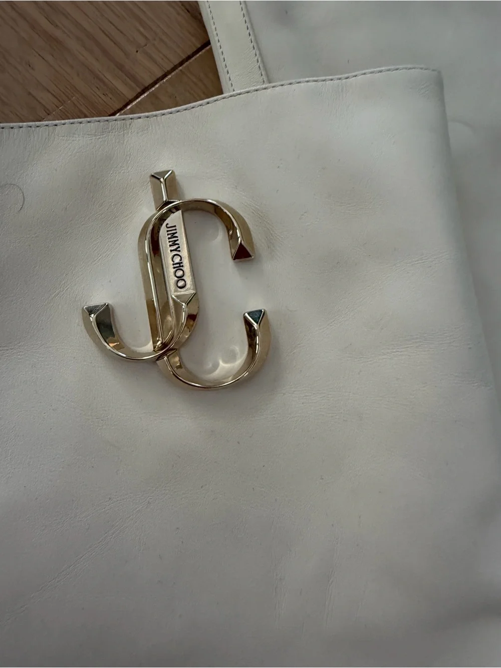 Jimmy Choo Cream Over-the-Knee Leather Boots with Gold JC Logo